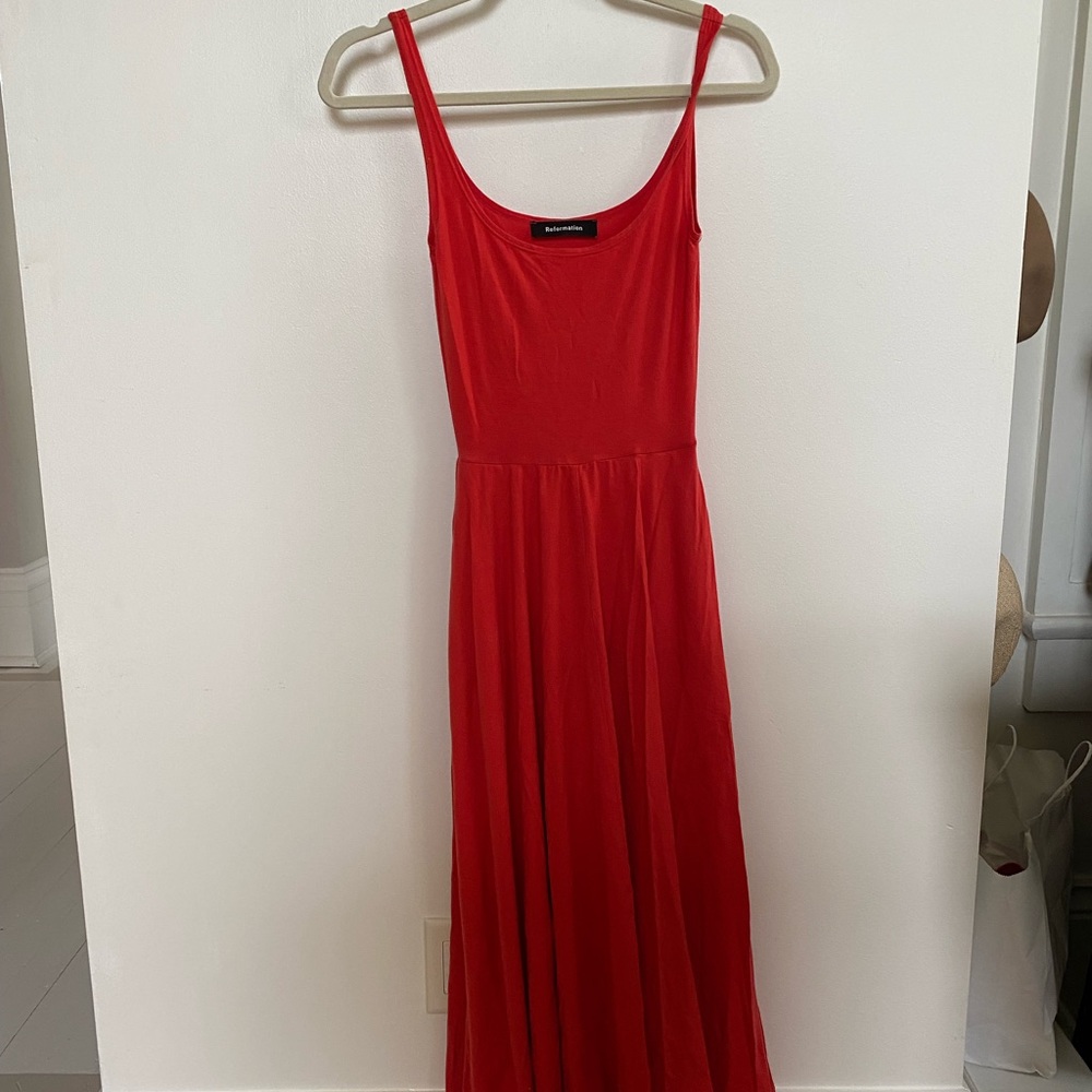 REFORMATION SCOOP NECK TANK DRESS JERSEY XS
